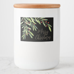 Branches Berries Christmas Holiday Black Food Label