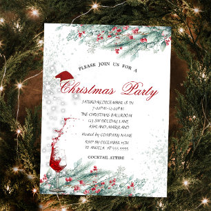 Branches Berries,Glass,Corporate Christmas Invitation