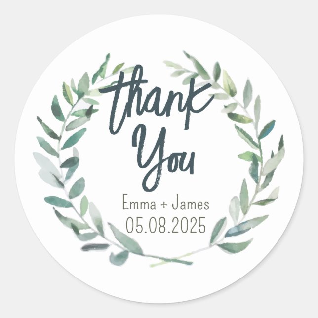 Branches Laurel Thank You Sticker (Front)