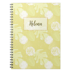 Branches, leaves and flowers of milky beige colour notebook