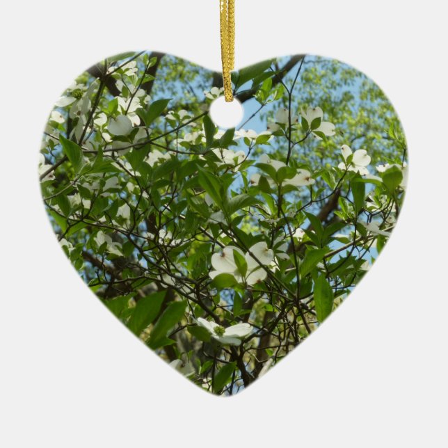 Branches of Dogwood Blossoms Spring Trees Ceramic Tree Decoration (Front)