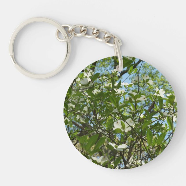 Branches of Dogwood Blossoms Spring Trees Key Ring (Front)