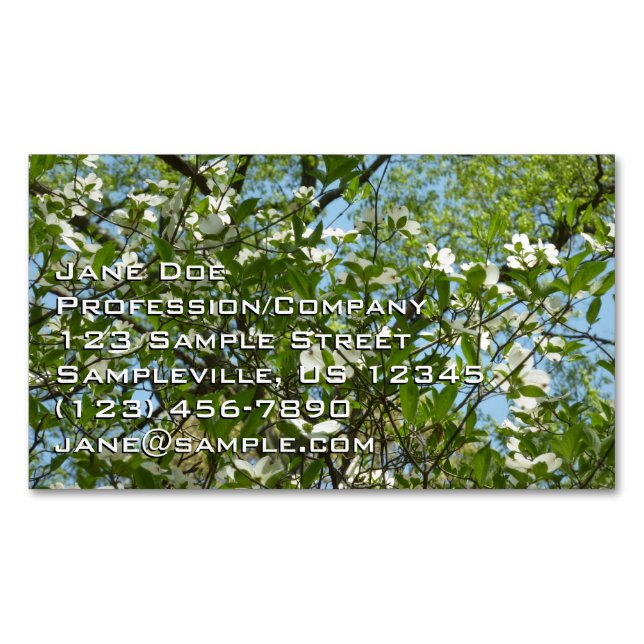 Branches of Dogwood Blossoms Spring Trees Magnetic Business Card (Front)