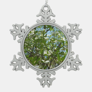 Branches of Dogwood Blossoms Spring Trees Snowflake Pewter Christmas Ornament