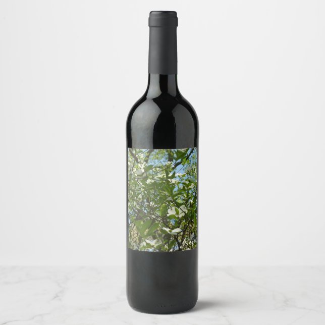 Branches of Dogwood Blossoms Spring Trees Wine Label (Front)