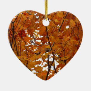 Branches of Maple Leaves I Orange Autumn Ceramic Tree Decoration