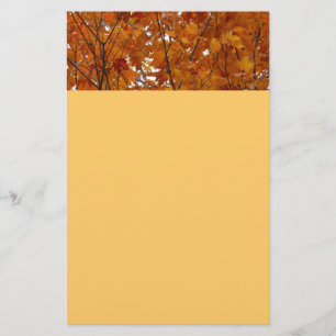 Branches of Maple Leaves I Orange Autumn Stationery