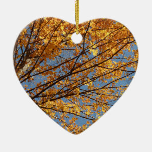Branches of Maple Leaves II Orange Autumn Ceramic Tree Decoration