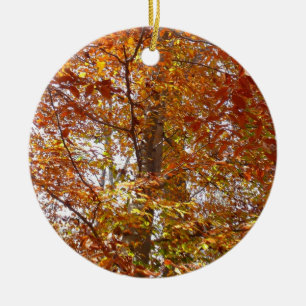 Branches of Orange Leaves Autumn Nature Ceramic Tree Decoration