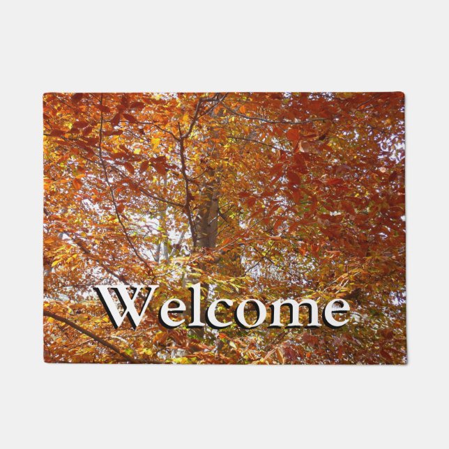 Branches of Orange Leaves Autumn Nature Doormat (Front)