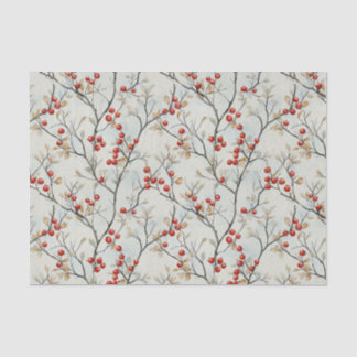 Branches with Berries in Warm Fall Colors Pattern Tissue Paper