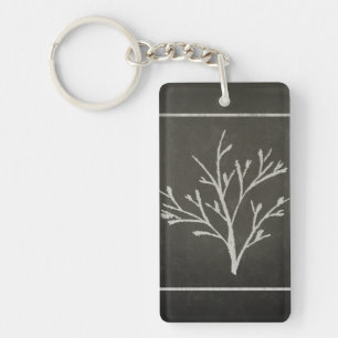 Branching Tree Sapling Chalk Drawing Key Ring