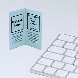 Brand and Product on Light Blue Folded Business Card