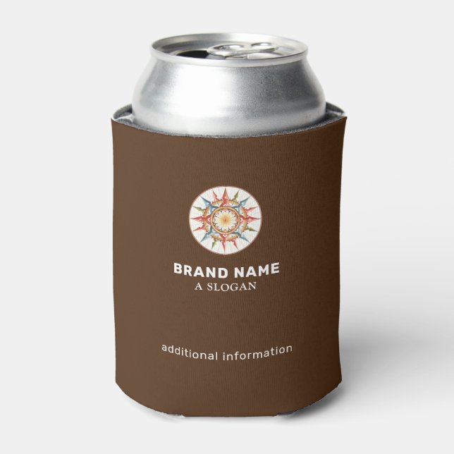 brand business name promo brown can cooler (Can Front)