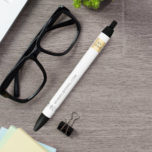 Brand colour business logo name phone mail website black ink pen