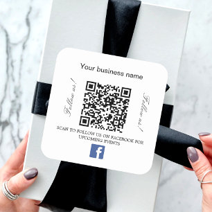 Brand colour business name qr code Facebook Square Sticker