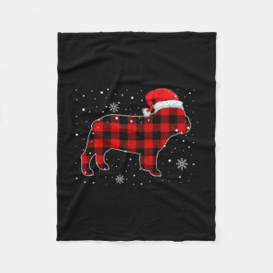 Brand For 50 Christmas Buffalo Plaid Bulldog  Fleece Blanket