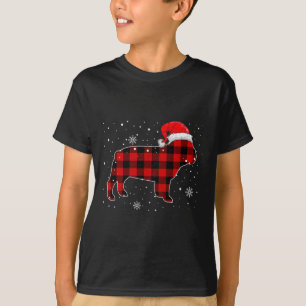 Brand For 50 Christmas Buffalo Plaid Bulldog  T-Shirt