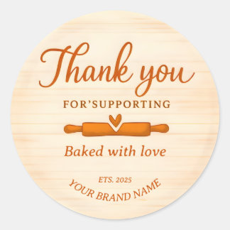 Brand Name and Established Date Bakery Thank You Classic Round Sticker