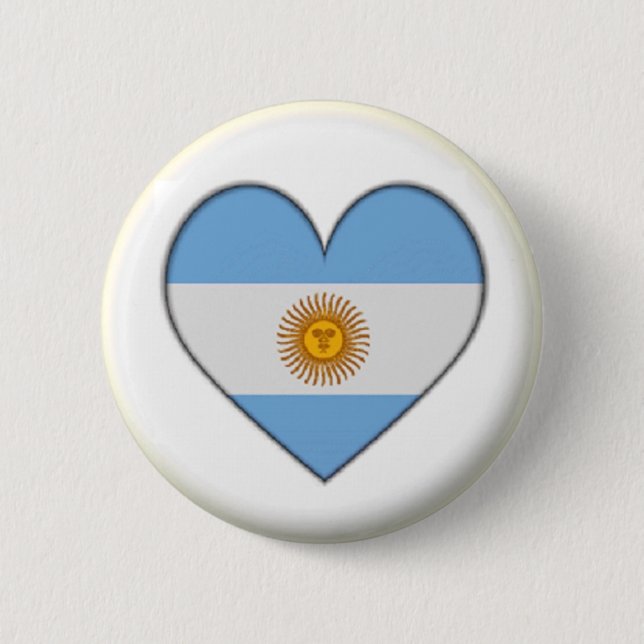 BRAND NEW!! - ARGENTINA HEART PIN BACK BADGE (Front)