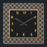 Brand New Art Deco Patterned Square Wall Clock<br><div class="desc">I have created another new Art Deco Wall clock with an art deco pattern,  in black,  gray and gold. A very Modern art deco look for your home. This clock would look particularly good on a plain wall.</div>