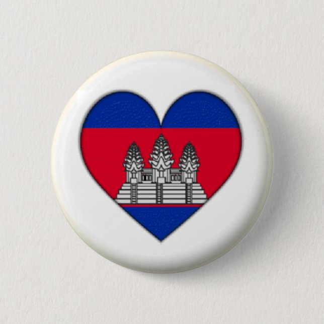 BRAND NEW!! - CAMBODIA HEART PIN BACK BADGE  BRAND (Front)