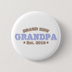 Brand New Grandpa Est. 2018 (Purple) 6 Cm Round Badge