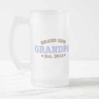 Brand New Grandpa Est. 2018 (Purple) Frosted Glass Beer Mug