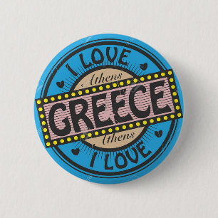 BRAND NEW!! - I LOVE ATHENS GREECE PIN BACK BADGE
