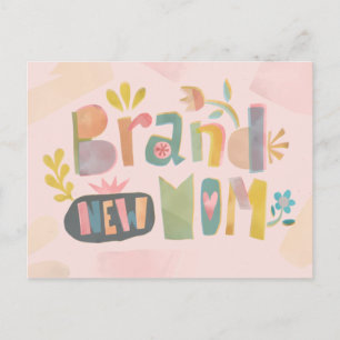 BRAND NEW MOM MOTHER'S DAY FLORAL LETTERING POSTCARD