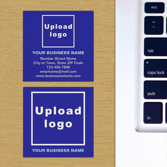 Brand on Blue Square Business Card (Blue square business card with your business brand)