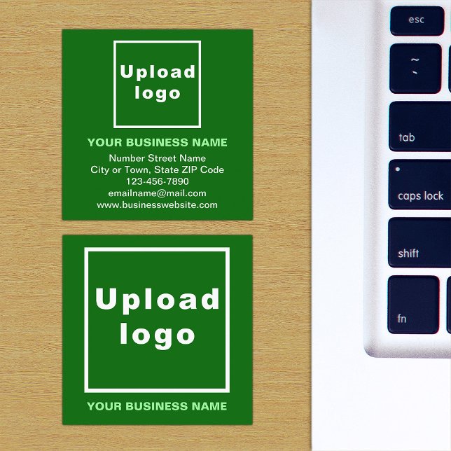 Brand on Green Square Business Card (Green square business card with your business brand)