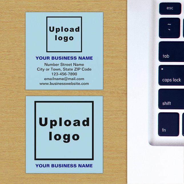 Brand on Light Blue Square Business Card (Light blue square business card with your business brand)
