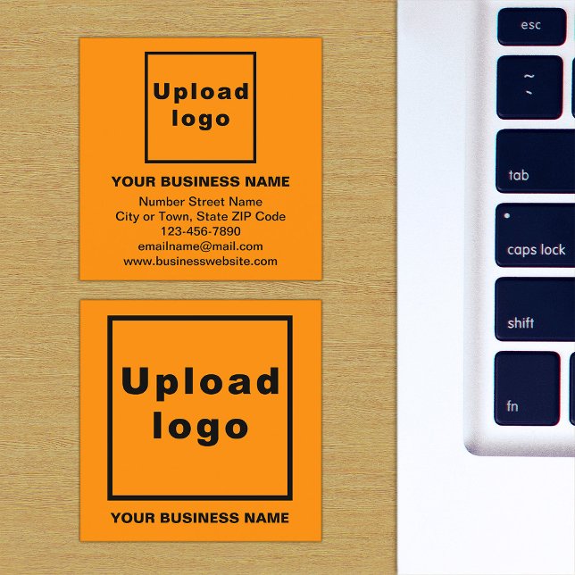 Brand on Orange Square Business Card (Orange square business card with your business brand)