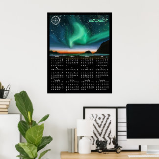 Branded 2027 Wall Logo Calendar - Borealis Aurora Poster