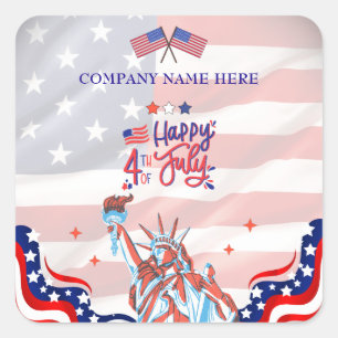 Branded 4th of July Mailers & Promo Gifts Square Sticker