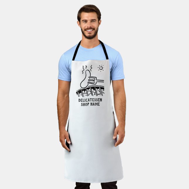 Branded Apron with Barbecue Sausage Image (Worn)