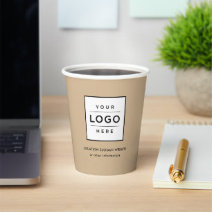 Branded Beige Business Logo Hospitality Paper Cups