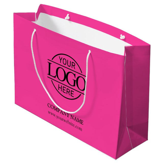 Branded Bight Pink Business Logo Promotional Large Gift Bag (Back Angled)