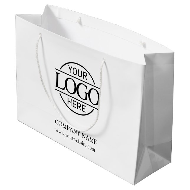 Branded Black and White Business Logo Promotional Large Gift Bag (Back Angled)