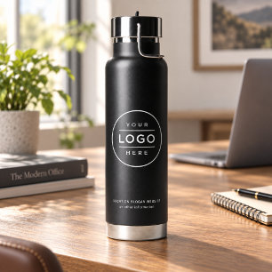Branded Black Business Logo Hydration Water Bottle