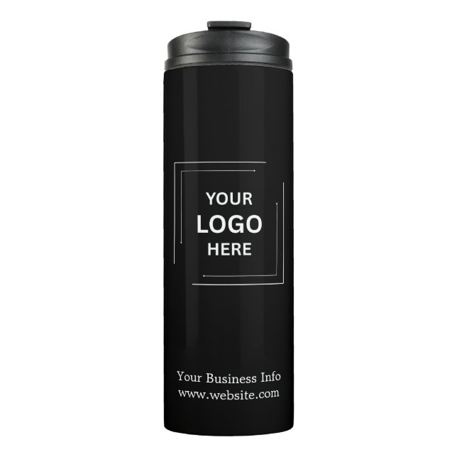 Branded Black Custom Corporate Business Logo  Thermal Tumbler (Front)