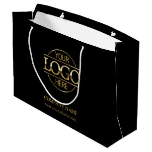 Branded Black & Gold Business Logo Promotional Large Gift Bag