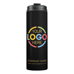 Branded Black Gold Corporate Company Business Logo Thermal Tumbler