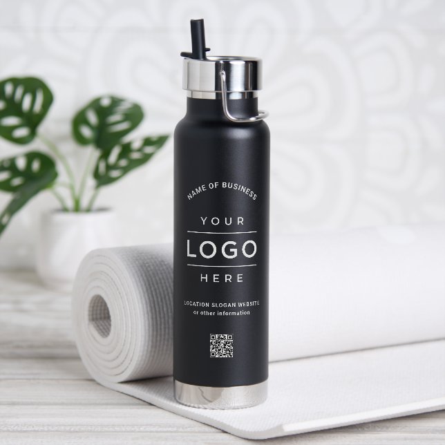 Branded Black Logo QR Wellness Water Bottle (Yoga)