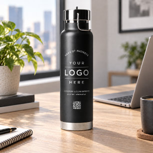 Branded Black Logo QR Wellness Water Bottle