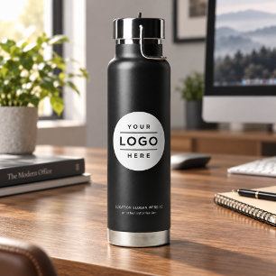 Branded Black White Circle Logo Water Bottle