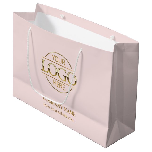 Branded Blush Pink Business Logo Promotional Large Gift Bag (Front Angled)
