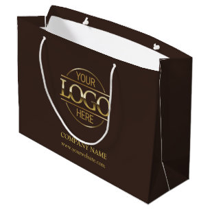 Branded Brown & Gold Business Logo Promotional Large Gift Bag