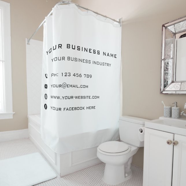 Branded Business Company Shower Curtain Example (In Situ)